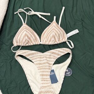 Hollister Tan and Cream Bikini Set